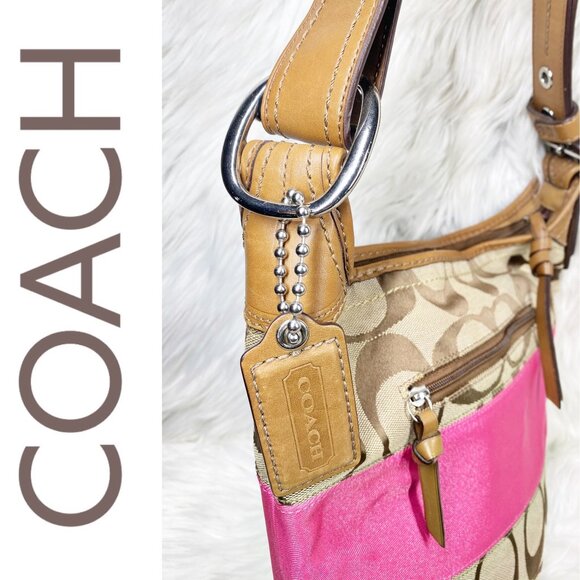 COACH Y2K SIGNATURE STRIPE PINK RUGBY DUFFLE BUCKET SHOULDER CROSSBODY BAG - Picture 6 of 16